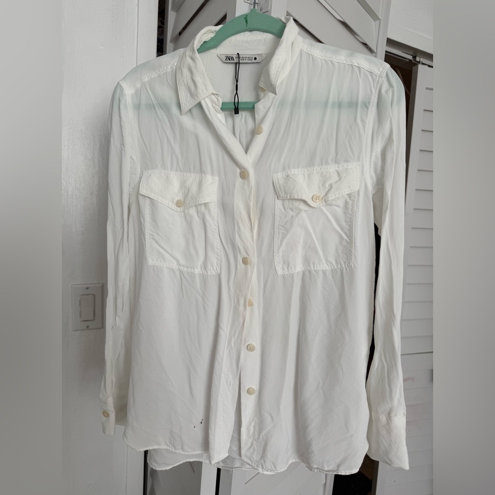 Zara White Button Down Shirt